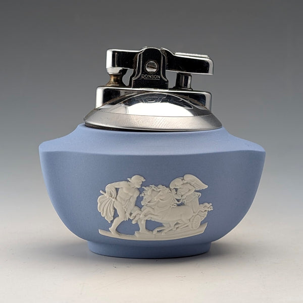 British Vintage Wedgwood Jasperware Ronson Oil Lighter Boat Shape